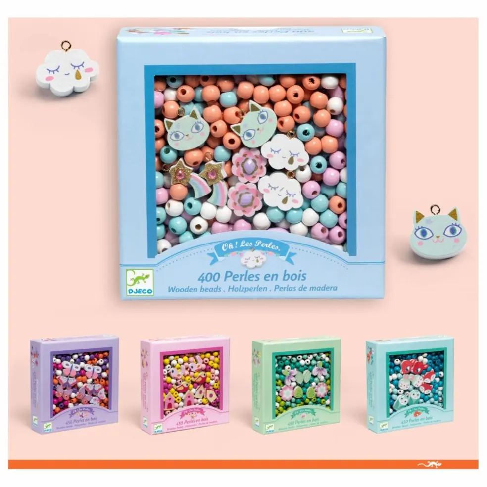 Perles en bois Arc-en-ciel | Rose