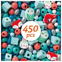 Perles en bois Petits animaux | Bleu