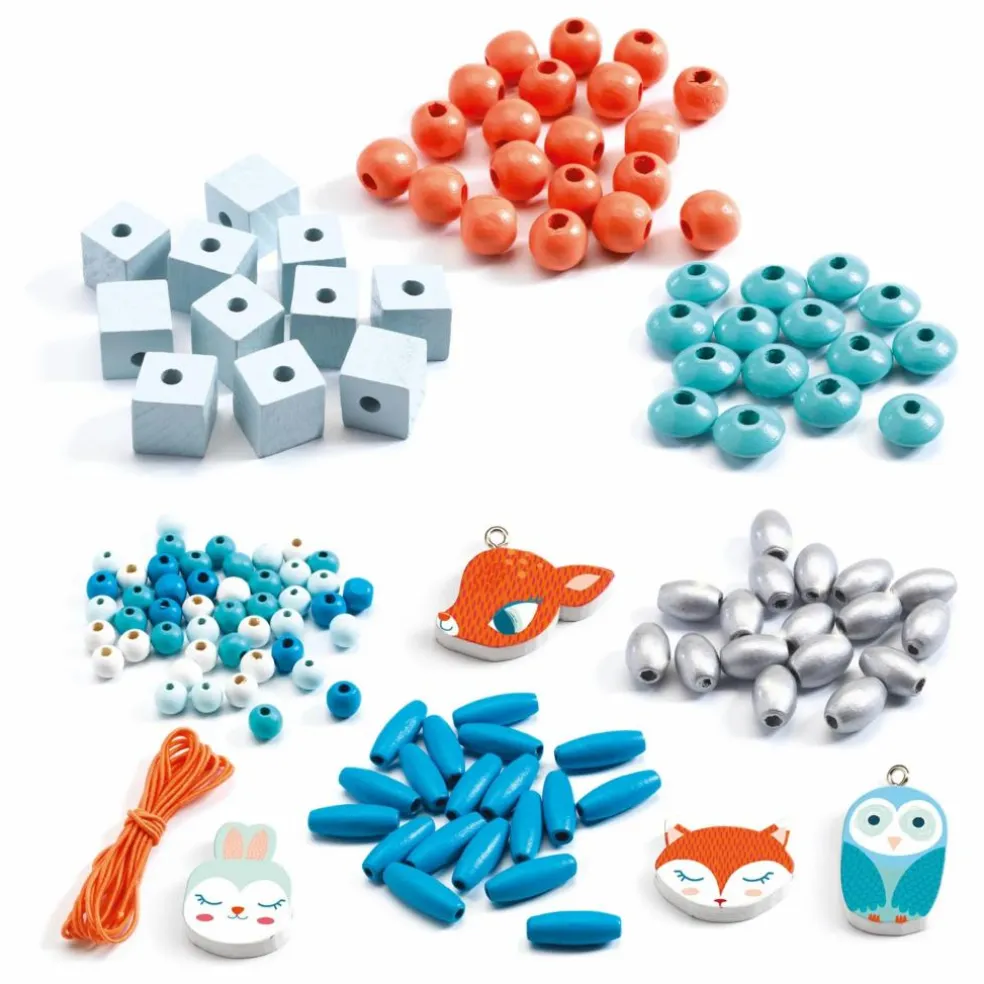 Perles en bois Petits animaux | Bleu