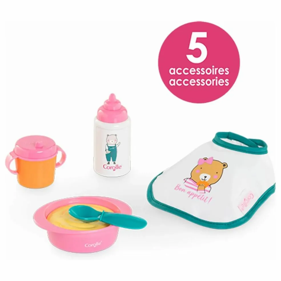 Petit Coffret Repas pour poupon 30 cm | Rose