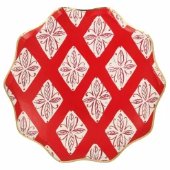 Petites assiettes de Noël motifs Block Print - set de 8