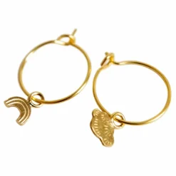 Petites Créoles Asymétriques Arc en Ciel | Doré