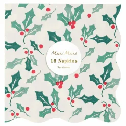 Petites serviettes Houx - set de 16
