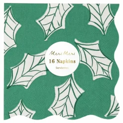 Petites serviettes Noël motifs Block Print - set de 16