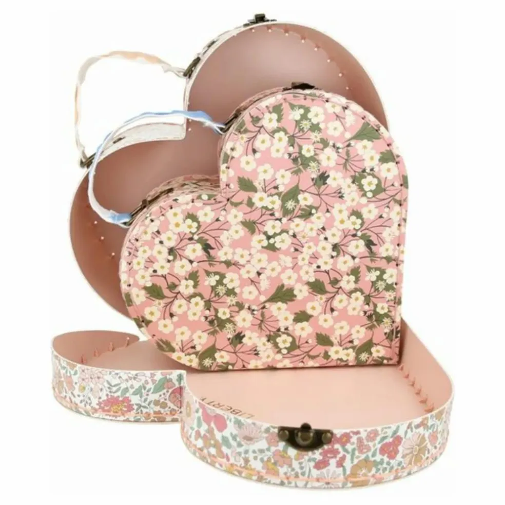 Petites valises de rangement Cœurs - Meri Meri x Liberty