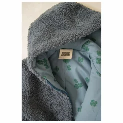 Pilote Façon Sherpa Pacha Trèfles Coton Bio | Bleu gris