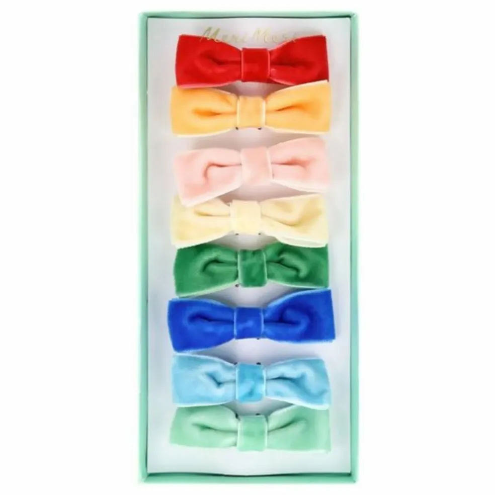 Pinces à cheveux nœuds velours - Set de 8