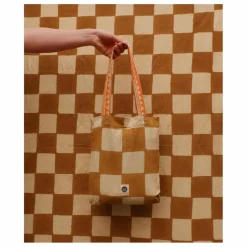 Plaid Checkmate et totebag en coton | Jaune moutarde