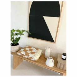 Plaid en laine Damier | Blanc cassé