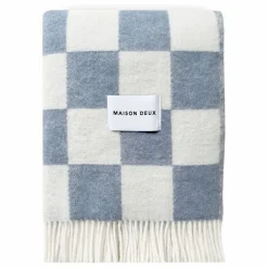 Plaid en laine Damier | Bleu