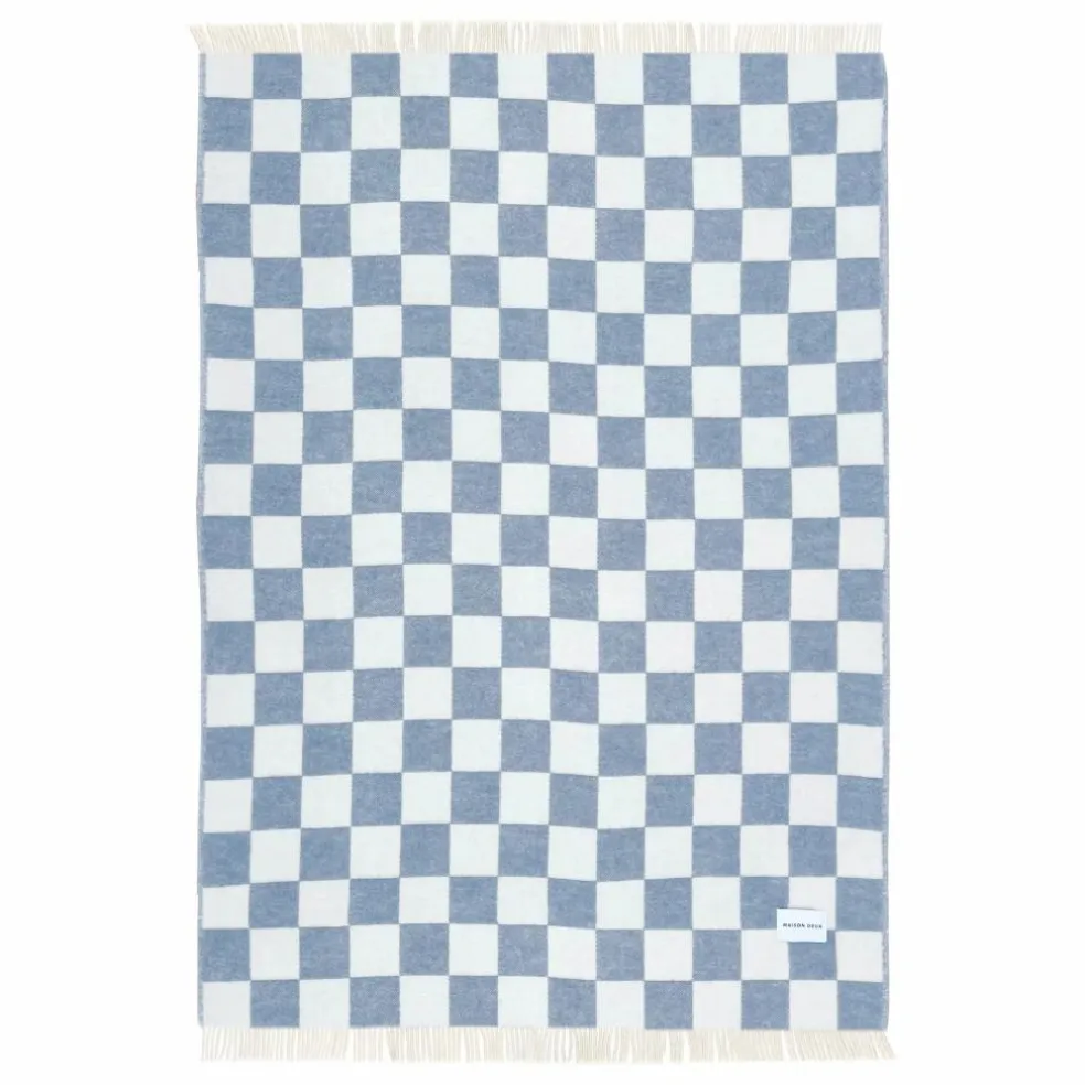 Plaid en laine Damier | Bleu