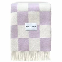 Plaid en laine Damier | Lilas