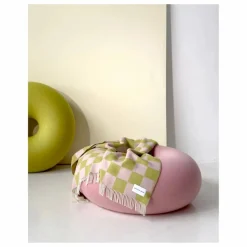 Plaid en laine Damier | Vert anis