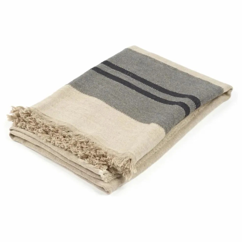 Plaid en lin Black House Stripe | Charbon
