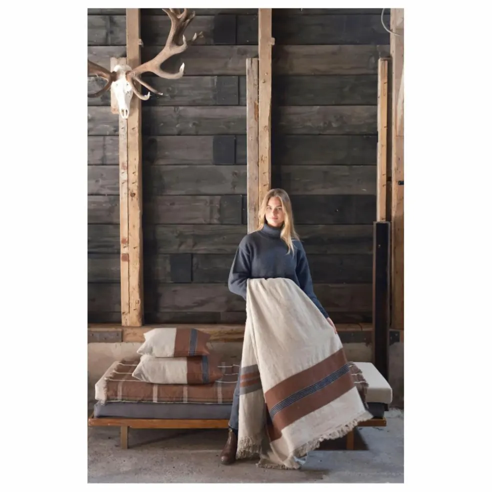 Plaid en lin Sienna | Marron