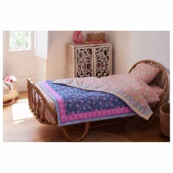 Plaid Enoha en coton bio | Bleu marine