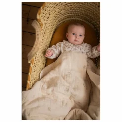 Plaid matelassé brodé hirondelles en gaze de coton