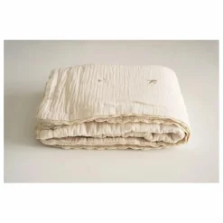 Plaid matelassé brodé hirondelles en gaze de coton
