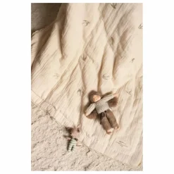Plaid matelassé brodé hirondelles en gaze de coton