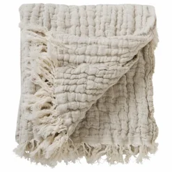 Plaid Mellow en lin et coton | Ecru