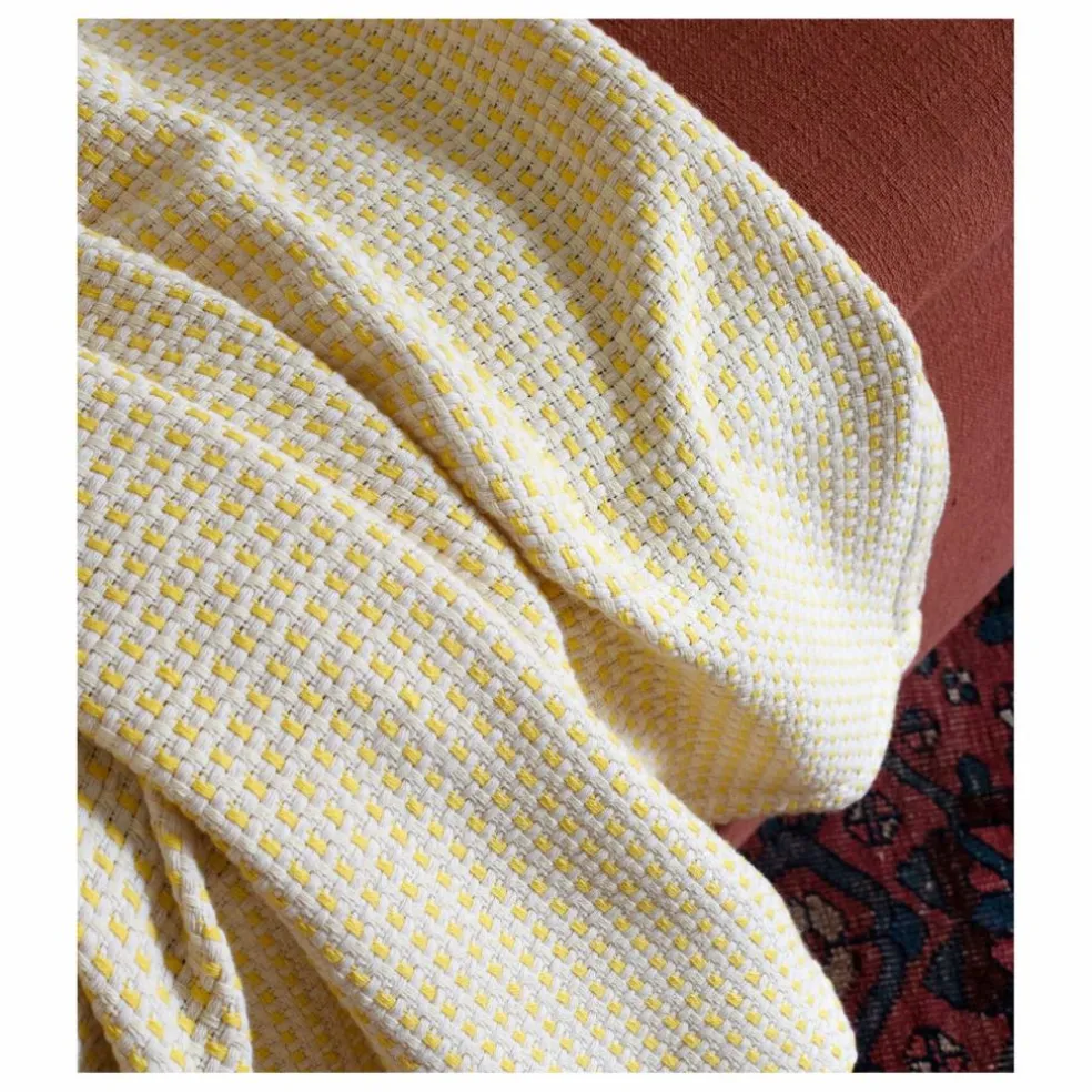 Plaid Miuccia en jacquard de coton | Jaune citron
