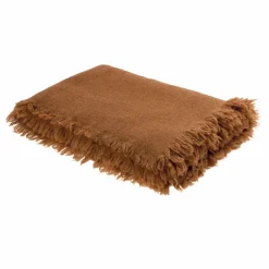 Plaid Vice Versa frangé en laine lavée | Ambre