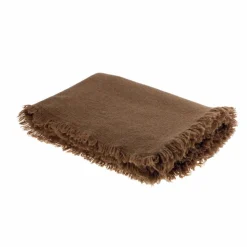 Plaid Vice Versa frangé en laine lavée | Havane
