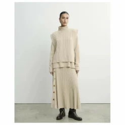Plastron Long Ceinturé Torsades et Côtes Cachemire | Avoine