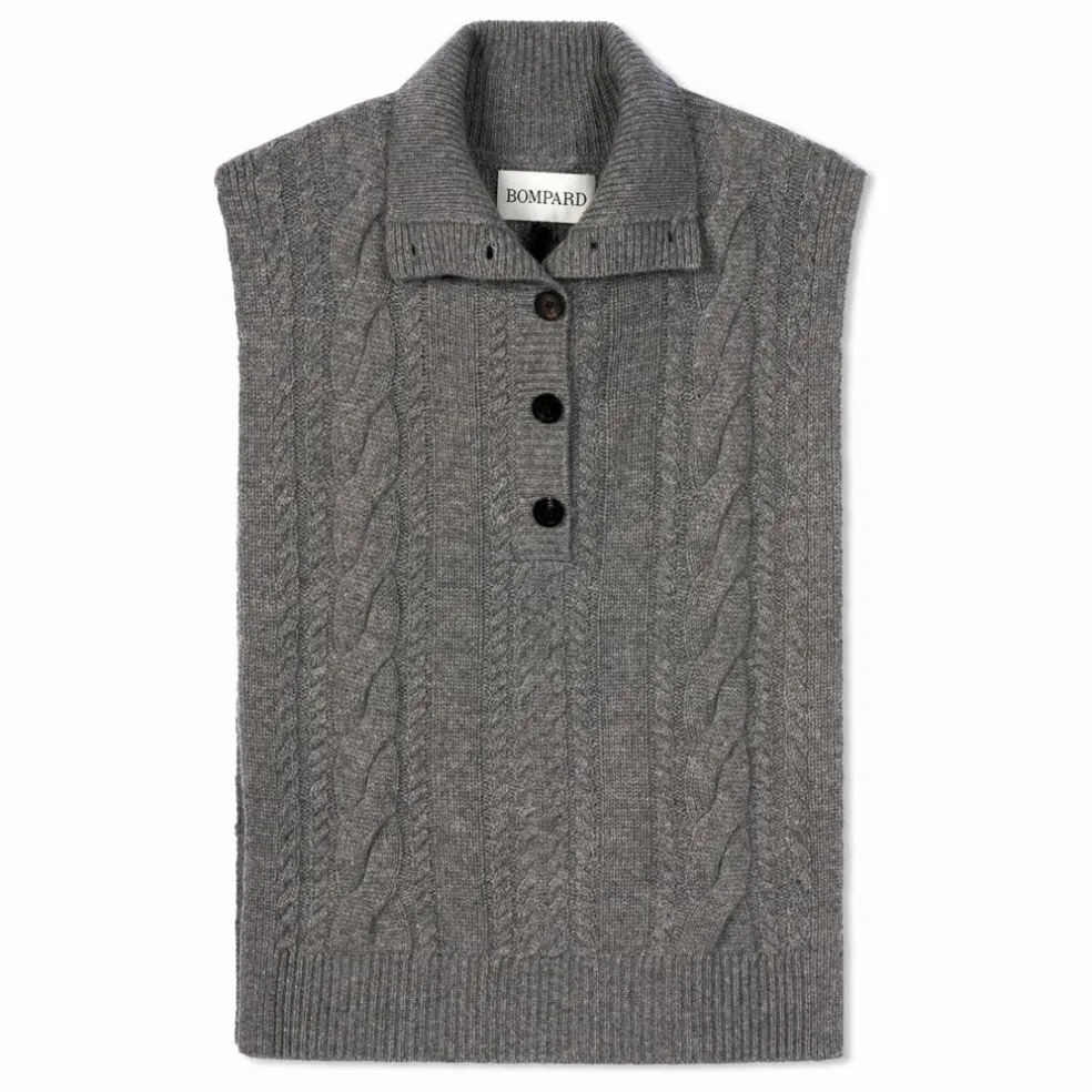 Plastron Torsades Boutonné Cachemire | Gris