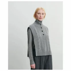 Plastron Torsades Boutonné Cachemire | Gris