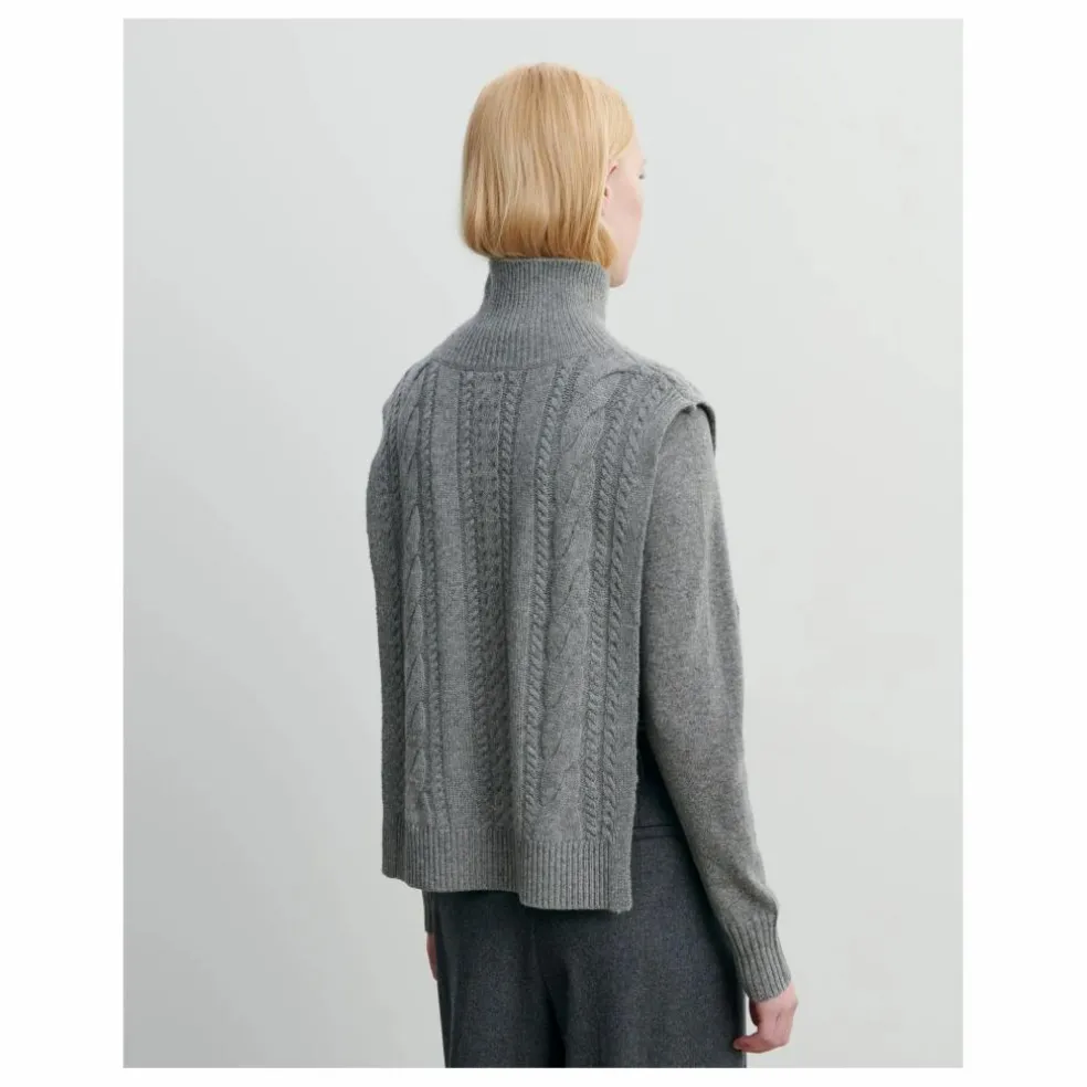 Plastron Torsades Boutonné Cachemire | Gris
