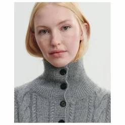 Plastron Torsades Boutonné Cachemire | Gris