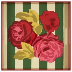Plateau laqué Nizam Stripes | Rouge