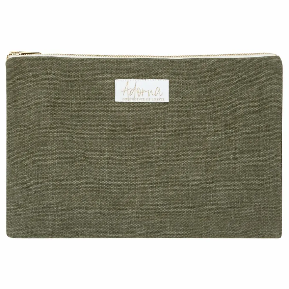 Pochette en lin | Vert kaki
