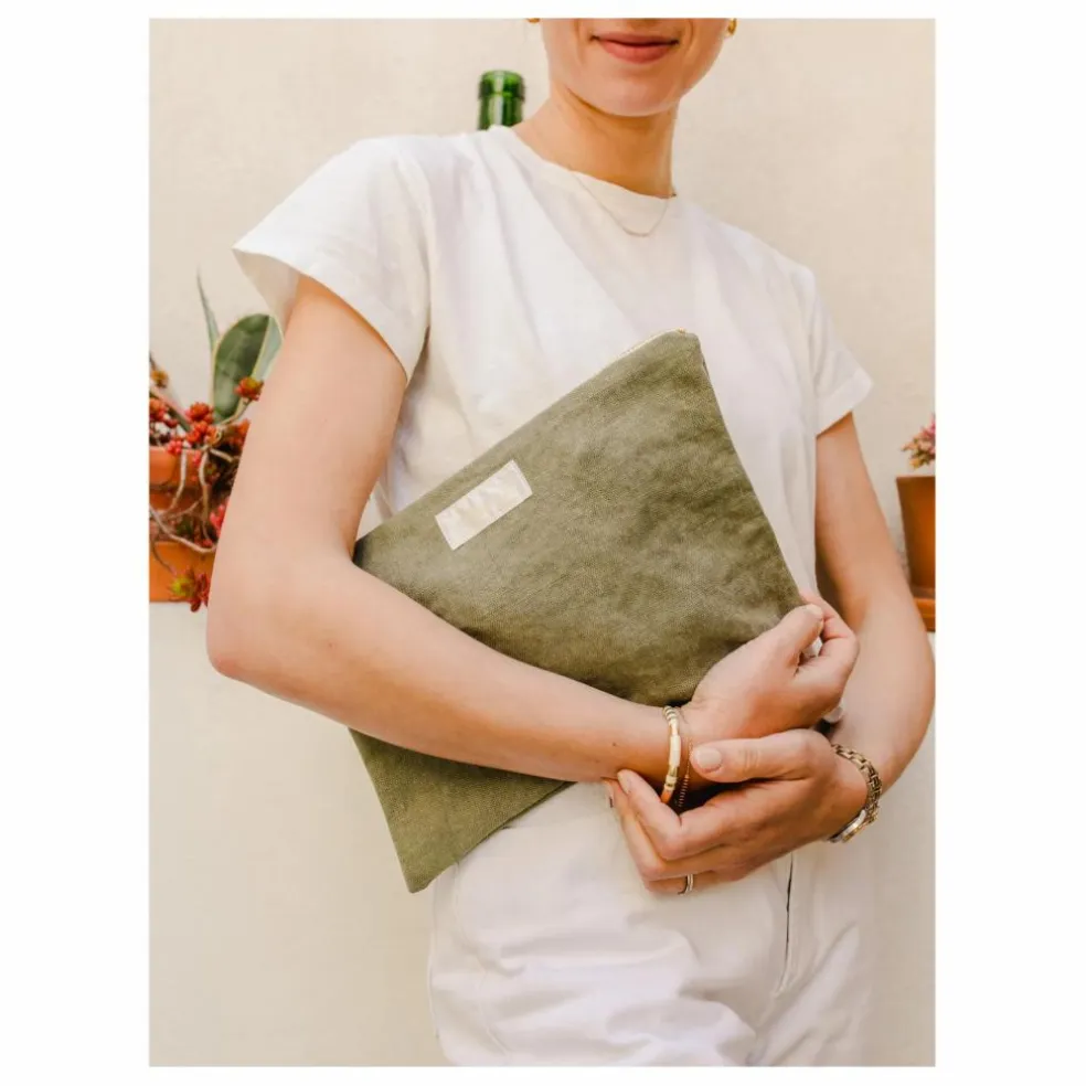Pochette en lin | Vert kaki