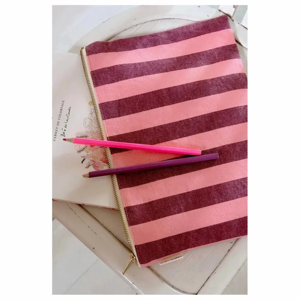 Pochette Lili Rayée | Rose