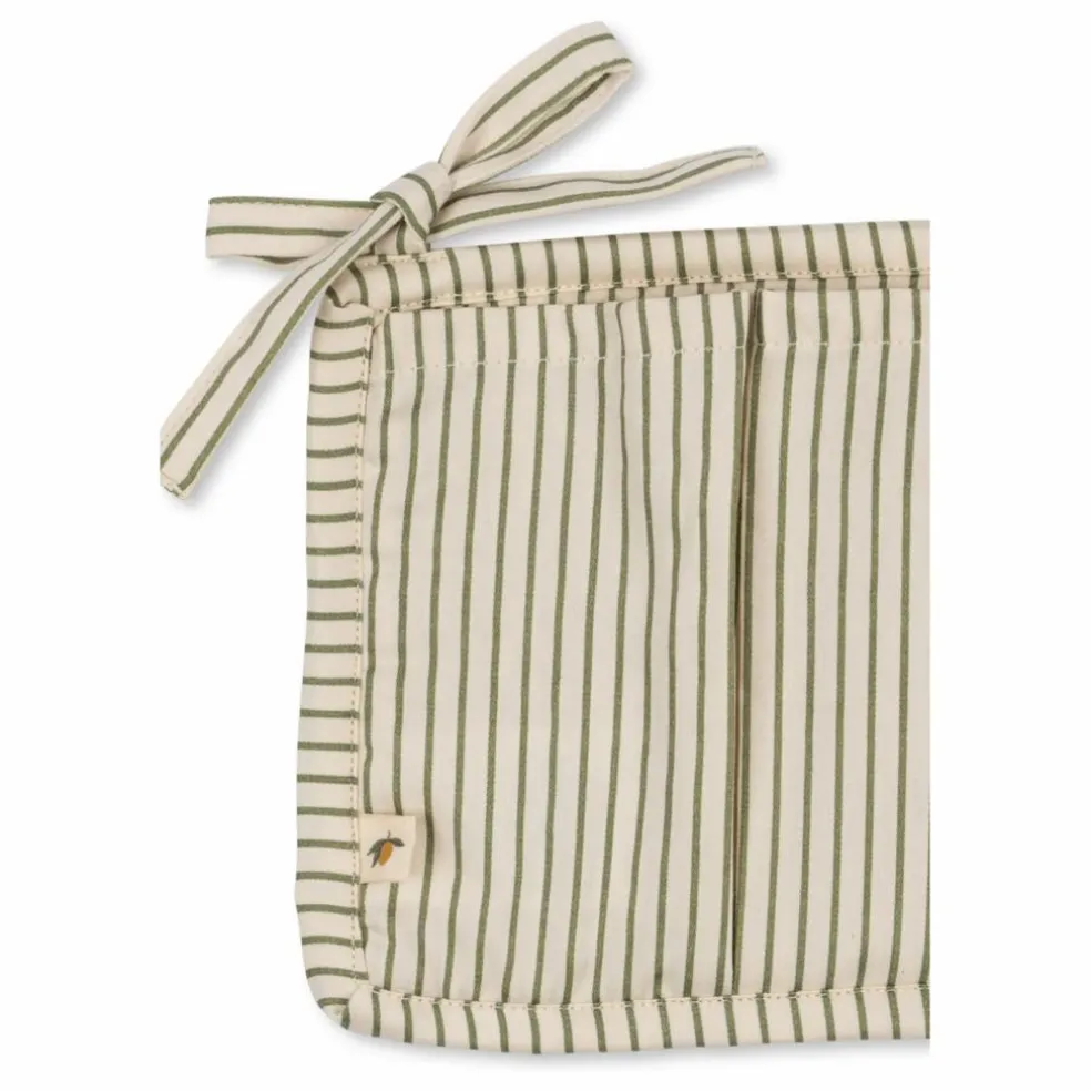 Pochette pour lit à barreaux Tea Stripe | Vert kaki
