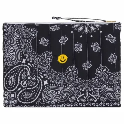 Pochette Zippée Matelassée Happy Face | Noir