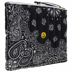 Pochette Zippée Matelassée Happy Face | Noir