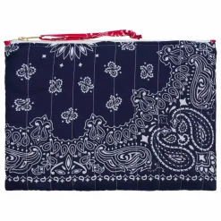 Pochette Zippée Matelassée Coeur | Bleu marine