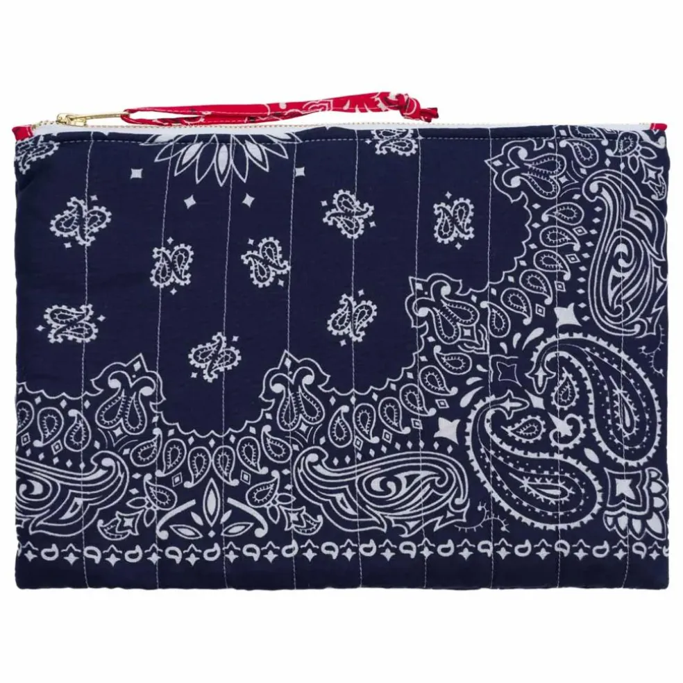 Pochette Zippée Matelassée Coeur | Bleu marine