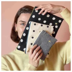 Pochettes à pois en coton bio Mio | Ecru