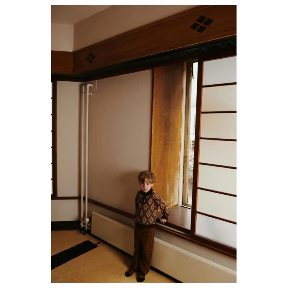 Polo Arlequin Laine de Mérinos | Marron