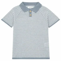 Polo Maille Fine Tobias Rayure Lin et Coton Bio | Gris