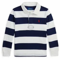 Polo Manches Longues Rugby Rayé | Bleu marine