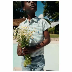 Polo Rayure Eponge | Ecru