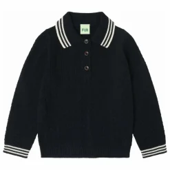 Polo Zigzag Laine de Mérinos | Bleu marine