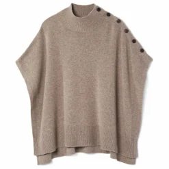 Poncho Boutonné Cachemire | Beige