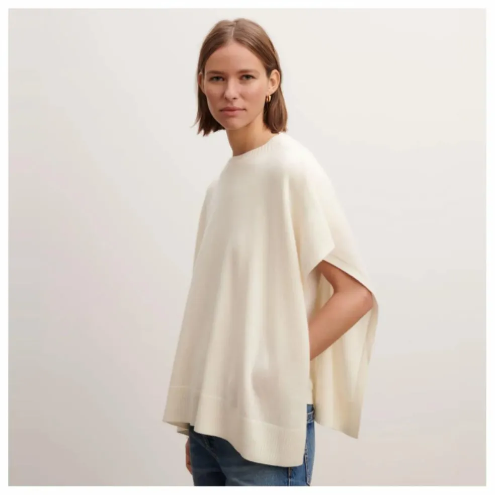 Poncho Col Bateau Cachemire | Naturel
