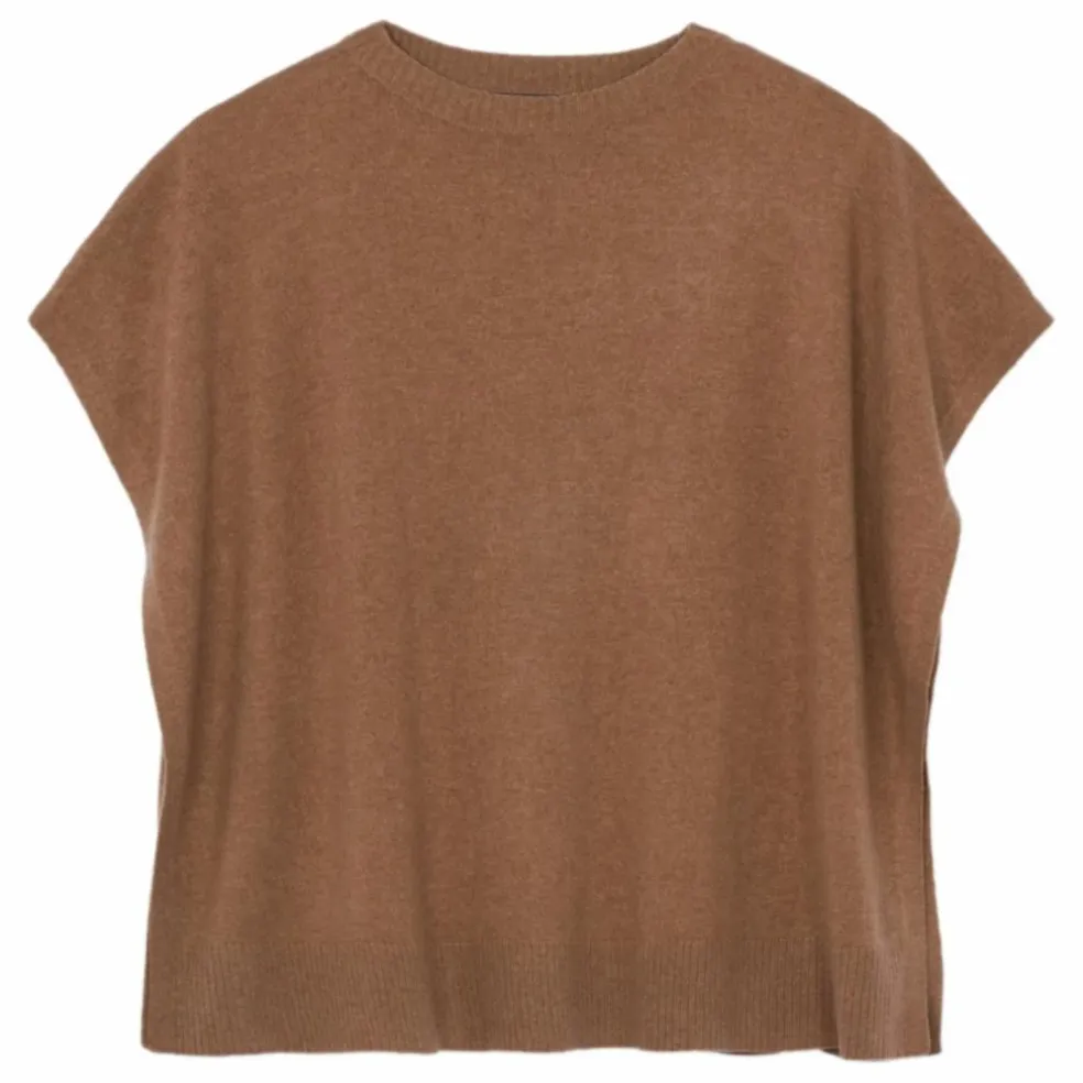 Poncho Col Bateau Cachemire | Caramel